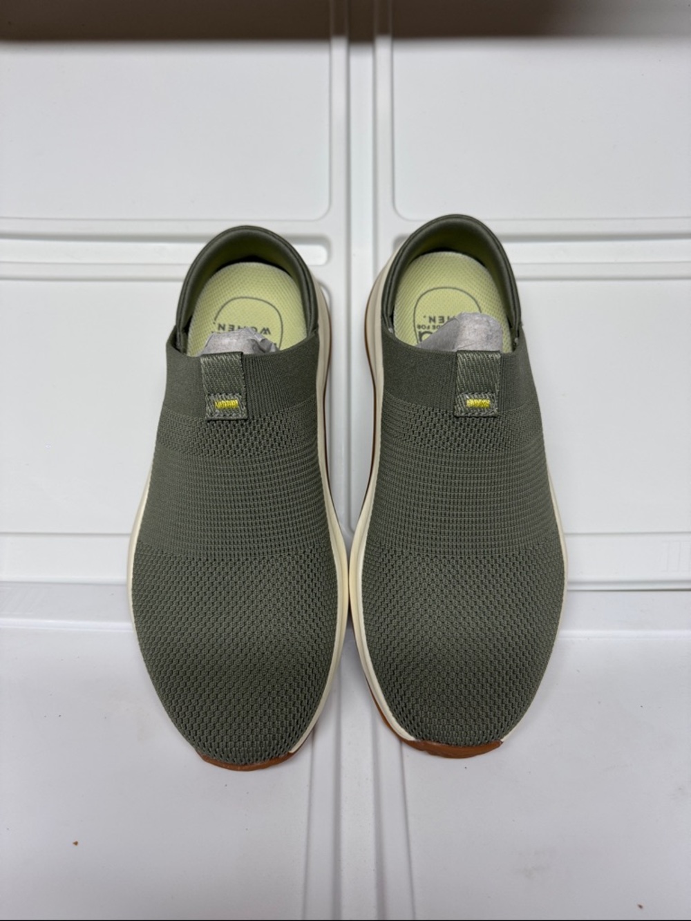 Ryka women’s Encore-Mule washable knit slip on mule. Color; Vetiver green knit.